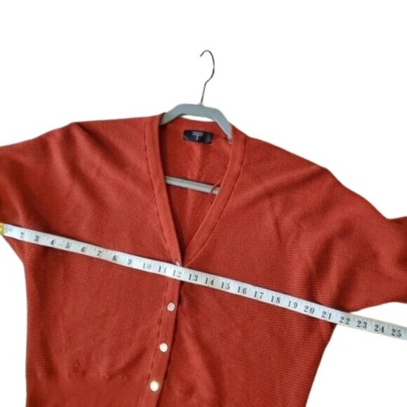 Tahari burnt orange ribbed boxy button-up cardigan sweater size M - Picture 6 of 7